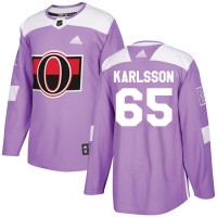 Adidas Ottawa Senators #65 Erik Karlsson Purple Authentic Fights Cancer Stitched Youth NHL Jersey