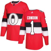 Adidas Ottawa Senators #1 Mike Condon Red Authentic 2017 100 Classic Stitched Youth NHL Jersey