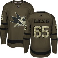 Adidas San Jose Sharks #65 Erik Karlsson Green Salute to Service Stitched Youth NHL Jersey