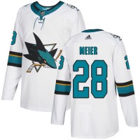 Adidas San Jose Sharks #28 Timo Meier White Road Authentic Stitched Youth NHL Jersey
