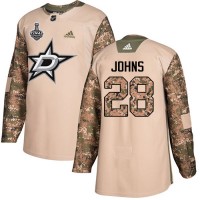Adidas Dallas Stars #28 Stephen Johns Camo Authentic 2017 Veterans Day Youth 2020 Stanley Cup Final Stitched NHL Jersey