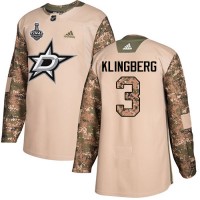 Adidas Dallas Stars #3 John Klingberg Camo Authentic 2017 Veterans Day Youth 2020 Stanley Cup Final Stitched NHL Jersey