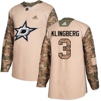 Adidas Dallas Stars #3 John Klingberg Camo Authentic 2017 Veterans Day Youth Stitched NHL Jersey