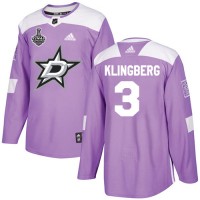 Adidas Dallas Stars #3 John Klingberg Purple Authentic Fights Cancer Youth 2020 Stanley Cup Final Stitched NHL Jersey