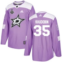 Adidas Dallas Stars #35 Anton Khudobin Purple Authentic Fights Cancer Youth 2020 Stanley Cup Final Stitched NHL Jersey