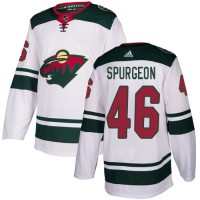 Adidas Minnesota Wild #46 Jared Spurgeon White Road Authentic Stitched Youth NHL Jersey