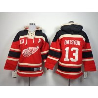 Detroit Red Wings #13 Pavel Datsyuk Red Sawyer Hooded Sweatshirt Stitched Youth NHL Jersey