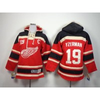 Detroit Red Wings #19 Steve Yzerman Red Sawyer Hooded Sweatshirt Stitched Youth NHL Jersey