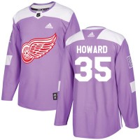 Adidas Detroit Red Wings #35 Jimmy Howard Purple Authentic Fights Cancer Stitched Youth NHL Jersey