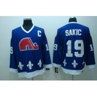 Quebec Nordiques #19 Joe Sakic Stitched CCM Throwback Blue NHL Jersey