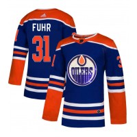 Adidas Edmonton Oilers #31 Grant Fuhr Royal Blue Sequin Embroidery Fashion Stitched NHL Jersey