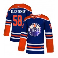 Adidas Edmonton Oilers #58 Anton Slepyshev Royal Blue Sequin Embroidery Fashion Stitched NHL Jersey
