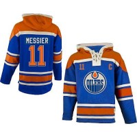 Edmonton Oilers #11 Mark Messier Light Blue Sawyer Hooded Sweatshirt Stitched NHL Jersey