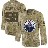 Adidas Edmonton Oilers #58 Anton Slepyshev Camo Authentic Stitched NHL Jersey