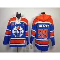 Edmonton Oilers #99 Wayne Gretzky Light Blue Sawyer Hooded Sweatshirt Stitched NHL Jersey