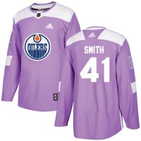 Adidas Edmonton Oilers #41 Mike Smith Purple Authentic Fights Cancer Stitched NHL Jersey