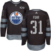 Adidas Edmonton Oilers #31 Grant Fuhr Black 1917-2017 100th Anniversary Stitched NHL Jersey