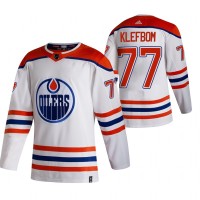 Edmonton Edmonton Oilers #77 Oscar Klefblom White Men's Adidas 2020-21 Reverse Retro Alternate NHL Jersey