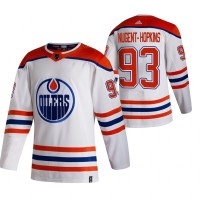 Edmonton Edmonton Oilers #93 Ryan Nugent-Hopkins White Men's Adidas 2020-21 Reverse Retro Alternate NHL Jersey