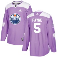 Adidas Edmonton Oilers #5 Mark Fayne Purple Authentic Fights Cancer Stitched NHL Jersey