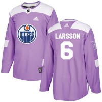 Adidas Edmonton Oilers #6 Adam Larsson Purple Authentic Fights Cancer Stitched NHL Jersey