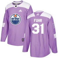 Adidas Edmonton Oilers #31 Grant Fuhr Purple Authentic Fights Cancer Stitched NHL Jersey