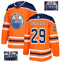 Adidas Edmonton Oilers #29 Leon Draisaitl Orange Home Authentic Fashion Gold Stitched NHL Jersey