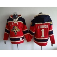Florida Panthers #1 Roberto Luongo Red Sawyer Hooded Sweatshirt Stitched NHL Jersey