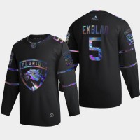 Florida Florida Panthers #5 Aaron Ekblad Men's Nike Iridescent Holographic Collection NHL Jersey - Black