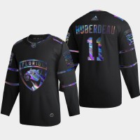 Florida Florida Panthers #11 Jonathan Huberdeau Men's Nike Iridescent Holographic Collection NHL Jersey - Black