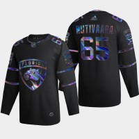 Florida Florida Panthers #65 Markus Nutivaara Men's Nike Iridescent Holographic Collection NHL Jersey - Black