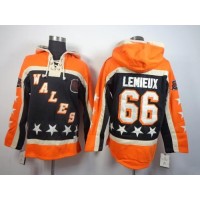 Pittsburgh Penguins #66 Mario Lemieux Black All-Star Sawyer Hooded Sweatshirt Stitched NHL Jersey