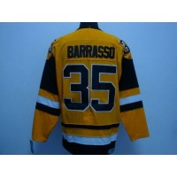 Pittsburgh Penguins #35 Tom Barrasso Stitched Mitchell&Ness Yellow NHL Jersey