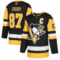 adidas Pittsburgh Penguins #87 Sidney Crosby Black Authentic C Patch Stitched NHL Jersey
