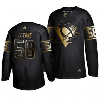 Adidas Pittsburgh Penguins #58 Kris Letang Men's 2019 Black Golden Edition Authentic Stitched NHL Jersey
