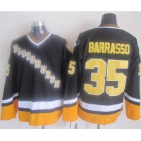 Pittsburgh Penguins #35 Tom Barrasso Black/Yellow CCM Throwback Stitched NHL Jersey