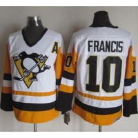 Pittsburgh Penguins #10 Ron Francis White/Black CCM Throwback Stitched NHL Jersey