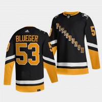 Adidas Pittsburgh Penguins #53 Teddy Blueger Men's 2021-22 Alternate Authentic NHL Jersey - Black