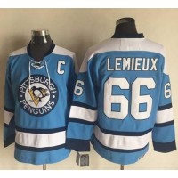 Pittsburgh Penguins #66 Mario Lemieux Blue Alternate CCM Throwback Stitched NHL Jersey