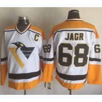 Pittsburgh Penguins #68 Jaromir Jagr White/Yellow CCM Throwback Stitched NHL Jersey