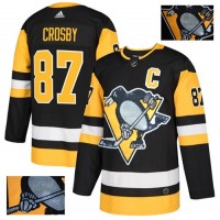 Adidas Pittsburgh Penguins #87 Sidney Crosby Black Home Authentic Fashion Gold Stitched NHL Jersey
