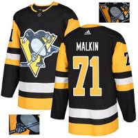 Adidas Pittsburgh Penguins #71 Evgeni Malkin Black Home Authentic Fashion Gold Stitched NHL Jersey