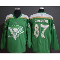 Adidas Pittsburgh Penguins #87 Sidney Crosby Green Authentic 2019 St. Patrick's Day Stitched NHL Jersey