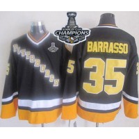 Pittsburgh Penguins #35 Tom Barrasso Black/Yellow CCM Throwback 2017 Stanley Cup Finals Champions Stitched NHL Jersey