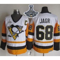 Pittsburgh Penguins #68 Jaromir Jagr White/Black CCM Throwback 2017 Stanley Cup Finals Champions Stitched NHL Jersey