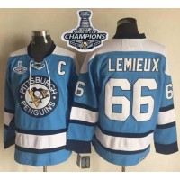 Pittsburgh Penguins #66 Mario Lemieux Blue Alternate CCM Throwback 2017 Stanley Cup Finals Champions Stitched NHL Jersey