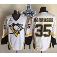 Pittsburgh Penguins #35 Tom Barrasso White CCM Throwback 2017 Stanley Cup Finals Champions Stitched NHL Jersey