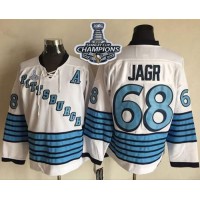 Pittsburgh Penguins #68 Jaromir Jagr White/Light Blue CCM Throwback 2017 Stanley Cup Finals Champions Stitched NHL Jersey