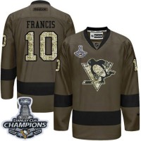 Pittsburgh Penguins #10 Ron Francis Green Salute to Service 2017 Stanley Cup Finals Champions Stitched NHL Jersey