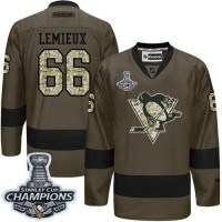 Pittsburgh Penguins #66 Mario Lemieux Green Salute to Service 2017 Stanley Cup Finals Champions Stitched NHL Jersey
